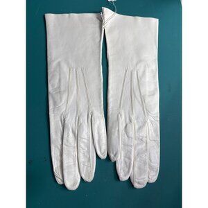 VTG Fownes Womens Ivory Kid Leather Gloves 7.5 Unlined Italy‎ NWT